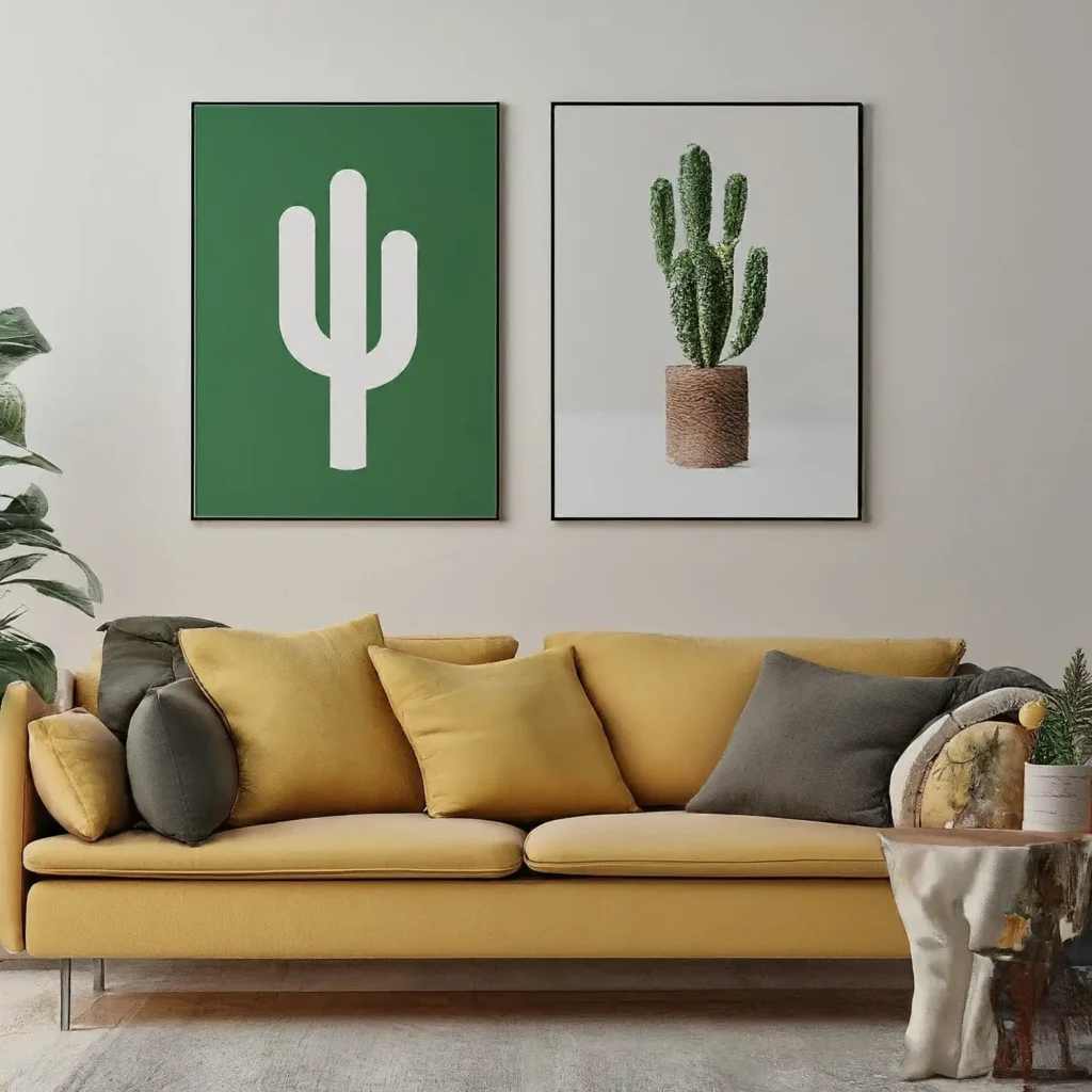 cactus wallpaper in the living room